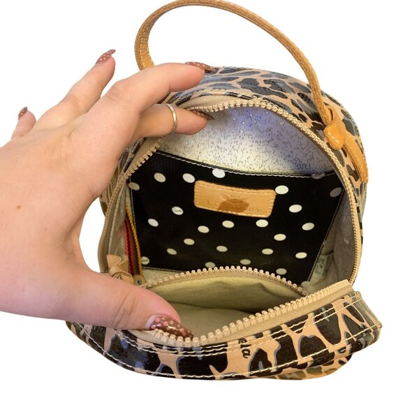 Consuela Leopard Print Mini Backpack With Multicolor Striped Straps - Picture 4 of 8